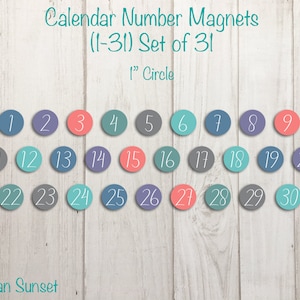 Calendar Number Magnets, Classroom Organization Magnets, Number Magnets, Homeschool Magnets Whiteboard Magnets Calendar Magnets Set of 31