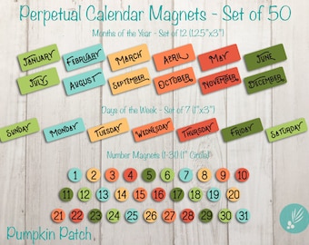 Perpetual Calendar Magnet Set, Homeschool Calendar Magnets, Magnetic Calendar, Classroom Calendar Set, Whiteboard Magnets, Family Calendar