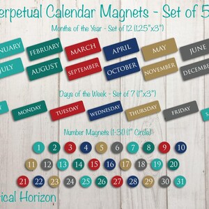 Perpetual Calendar Magnet Set, Homeschool Calendar Magnets, Magnetic Calendar, Classroom Calendar Set, Whiteboard Magnets, Family Calendar