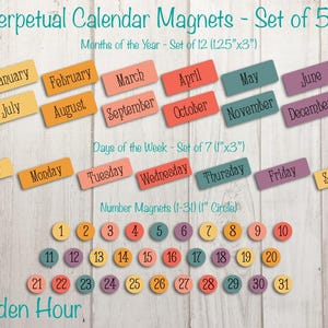 Perpetual Calendar Magnet Set, Homeschool Calendar Magnets, Magnetic Calendar, Classroom Calendar Set, Whiteboard Magnets, Family Calendar