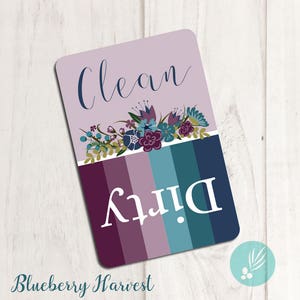 Pretty Dishwasher Magnet Dishwasher Clean Dirty Magnet Dishwasher Magnet Clean Dirty Dishwasher Magnet Reversible Magnet Dishwasher Sign 2x3 Blueberry Harvest