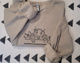 Farm Animal sweatshirt, embroidered Cow Crewneck