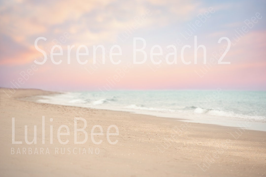 Serene Beach Digital Background 2, Dreamy Beach Digital Backdrop, Ocean ...
