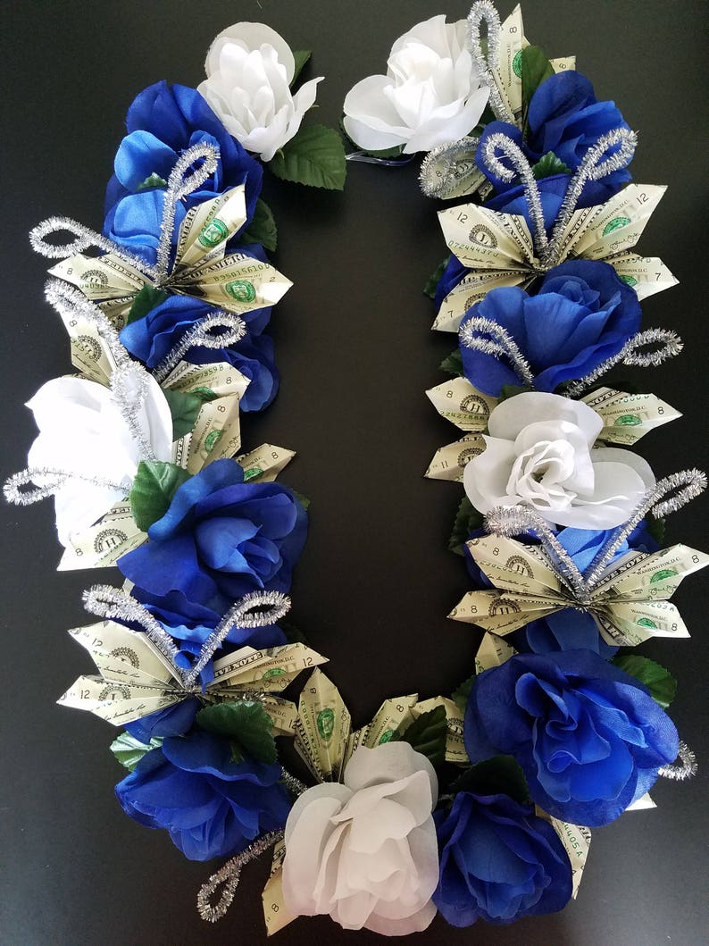 Custom flower money lei w/ butterfly bills Etsy
