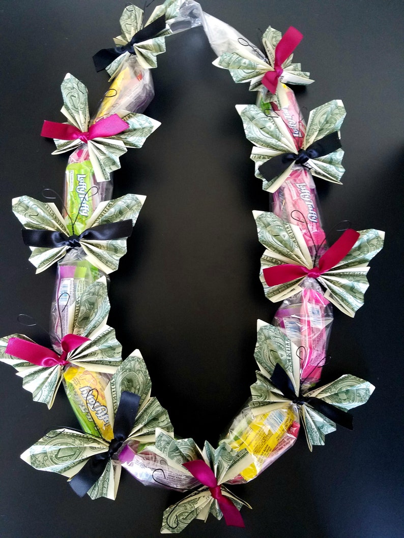 Butterfly money lei with candy Etsy