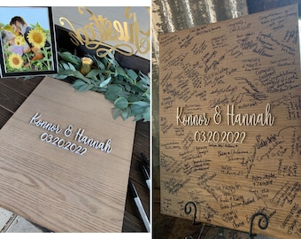 Personalized Wedding Guest Book Alternative, Wood Wedding Guestbook Board, Rustic Elegant Wedding Decor, Signature Sign