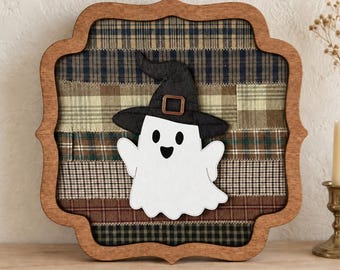 Halloween Ghost Decor with Vintage Fabric | Neutral Brown themed decor
