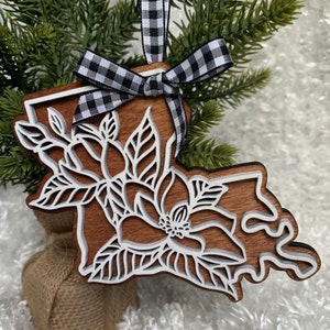 Magnolia Louisiana State ornament | magnolia Christmas ornament | State flower ornament