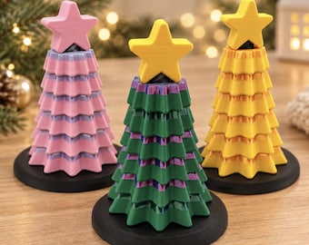 Spinning Christmas Tree, Fidget Tree with Star Topper, Desk Toy, Sensory Toy Stocking Stuffer, Holiday Home Decor,