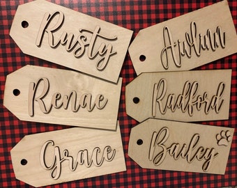 DIY Wooden Christmas Stocking Tags | Unfinished Laser Cut Name Tags