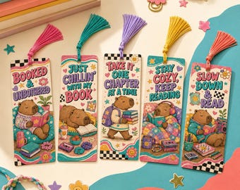 Retro Capybara Bookmark Set for Kids Ages 7–12
