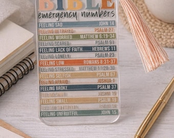 Bible Emergency Numbers Bookmark | Christian Scripture | Faith Encouragement Gift