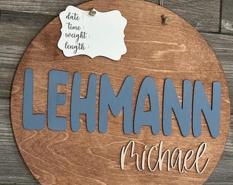 Personalisierte 3D Geburtsankündigung Holzschild • Kinderzimmer Dekor