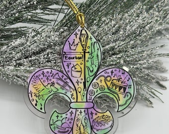 Fleur de Lis Mardi Gras Ornament: Handcrafted New Orleans Decor