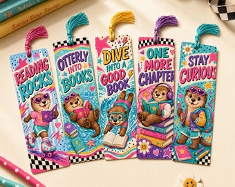Retro Otter Bookmark Set for Kids
