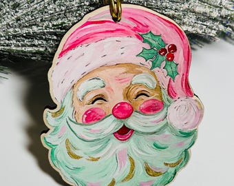 Vintage Vibes Santa Ornament – Hand-Painted Style Christmas Cutie