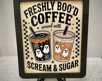 Freshly Boo'd Coffee Sign: Spooky Halloween Coffee Bar Decor