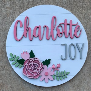 Personalized Floral name sign | custom girls room decor