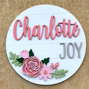 Personalisiertes Namensschild mit Blumen | benutzerdefinierte Mädchenzimmer Dekor