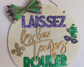 Karneval Türschild | Glitzer Laissez Les Bon Temps Rouler Zeichen