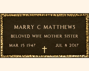 Matching Bronze Military Veteran's Grave Marker | VA Issued Headstone Replica | Perfect For Military Spouse To Match Veteran Spouse