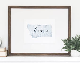 Montana Watercolor, Montana Print, Montana Home, Montana Wall Art, Montana Painting, MT State, Montana Wall Decor, Montana Watercolor Print