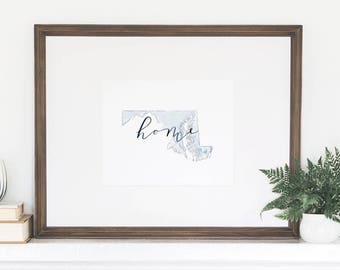 Maryland Print, Maryland Home, Maryland Wall Art, Maryland Watercolor, Maryland Painting, MD state, Maryland Home Decor, Maryland