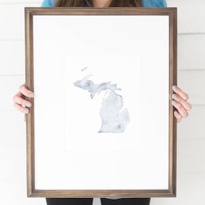 Michigan Watercolor, Michigan Print, Michigan Home, Michigan Wall Art, Michigan Painting, MI state, Michigan Wall Decor, Michigan, MI