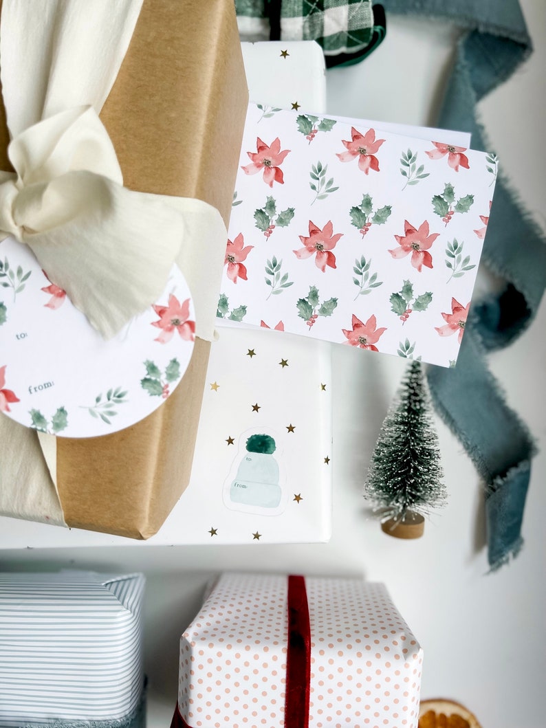 Wrapped Around Tag Sticker Illustrated Gift Tag Stickers, to From Gift Stickers, Watercolor ...