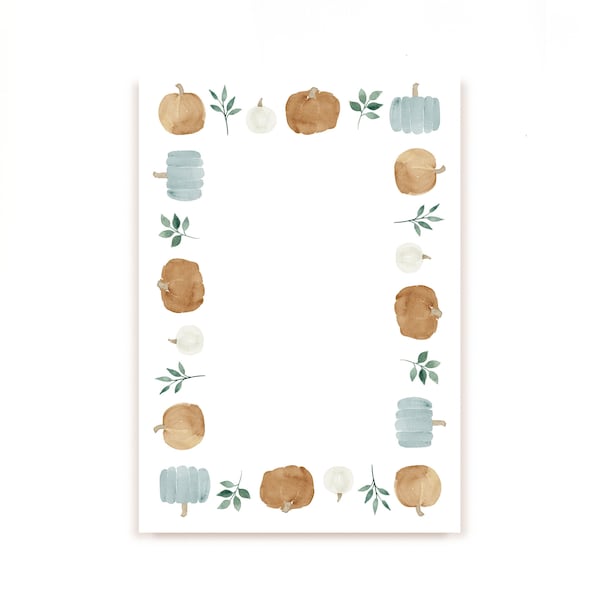 Pumpkin Border Notepad | Fall Notepad | Fall Decor | Notepad | Fall Border Notepad | Bordered Notepad | Watercolor Notepad | Notepad Cute