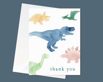 Dinosaur Thank You Card | Dinosaur Thank You Card | Kids Thank You Card | Dinosaur Card | Kids Thank You Notes | Kids Birthday Favors