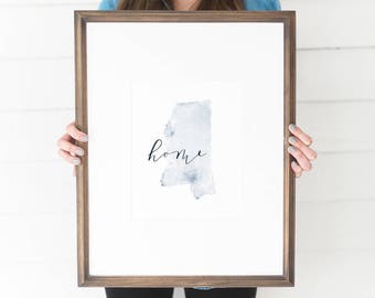 Mississippi Watercolor, Mississippi Print, Mississippi Home, Mississippi Wall Art, Mississippi Painting, MS state, Mississippi Wall Decor