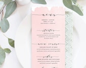 Printable Wedding Menu Menu Cards, Wedding Menu Printable, Printable Men - Blush Pink Watercolor Modern Calligraphy