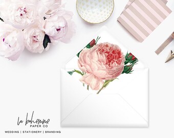 Printable Envelope Liner  | Botanical Envelope Liner | Envelope Liner Template - Shabby Rose