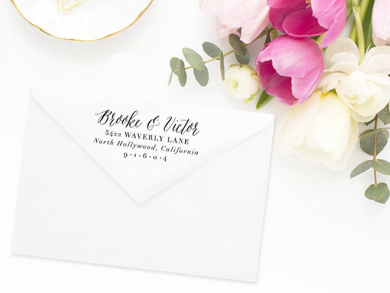 Rubber Stamp #41 Wedding Return Address Stamp Custom Address Stamp Address Stamp Personalized Return Address Stamp Return Address Stamp