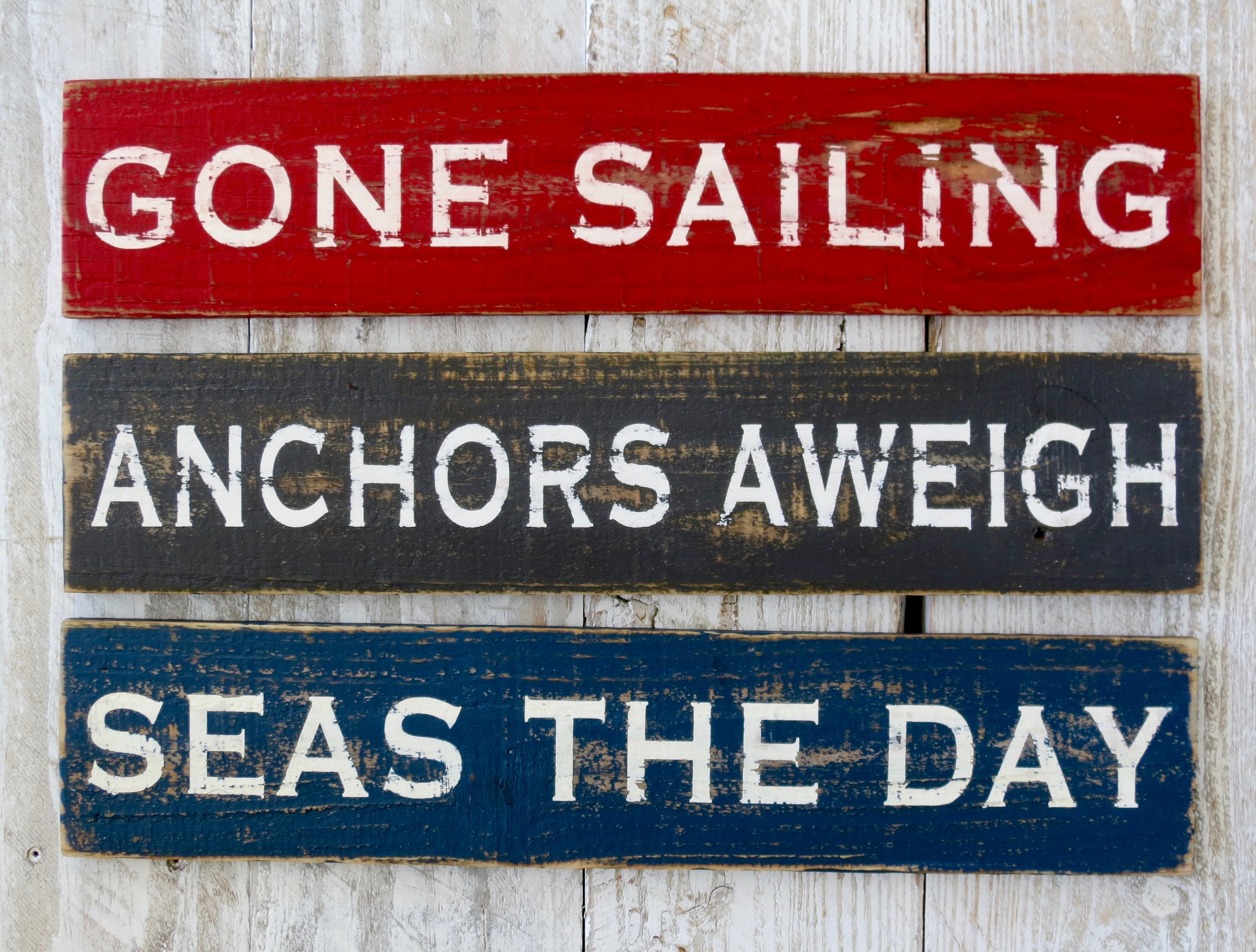 Rustic Nautical Signs SET OF 3 nautical decor nautical Etsy