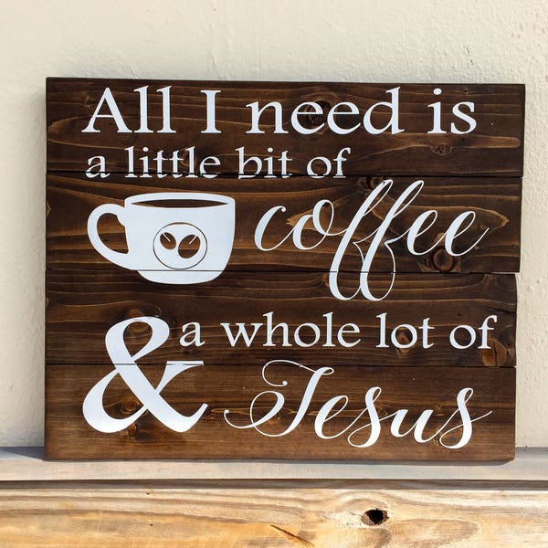 Coffee Sign | Coffee and Jesus | Kitchen Wall Decor | But First Coffee | Coffee Bar Decor | Kitchen Wall Decor | Wood Coffee Sign