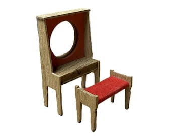 Vintage Lisa of Denmark Vanity w Stool Miniature | 1970s MCM Dollhouse Furniture