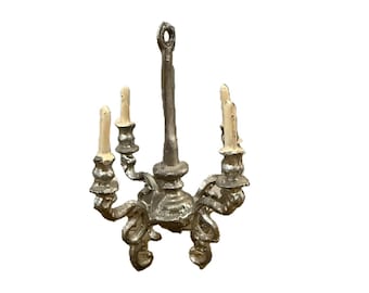 Antique GERMAN Chandelier Dollhouse Miniature | 1900s Metal Hanging Victorian Faux Fixture