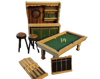 Vintage LISA of Denmark Bar & Pool Table Dollhouse Miniature Collection