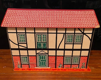 Vintage SIO of Holland Dutch Miniature Dollhouse | 1970s Mid-Century Modern Dolls House | Red Roof 2-Story Open Floorplan