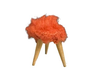Vintage BODO HENNIG Vanity Pouf Stool Dollhouse Miniature | 1960s MCM German Bedroom Furniture