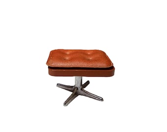 Vintage LUNDBY Brasilia Swivel Stool Ottoman Miniature | 1970s Dollhouse Furniture