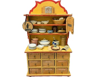 Antique FRENCH Miniature Doll Bakery Market Stand | Late 1800s w Rich Accessories Rare!