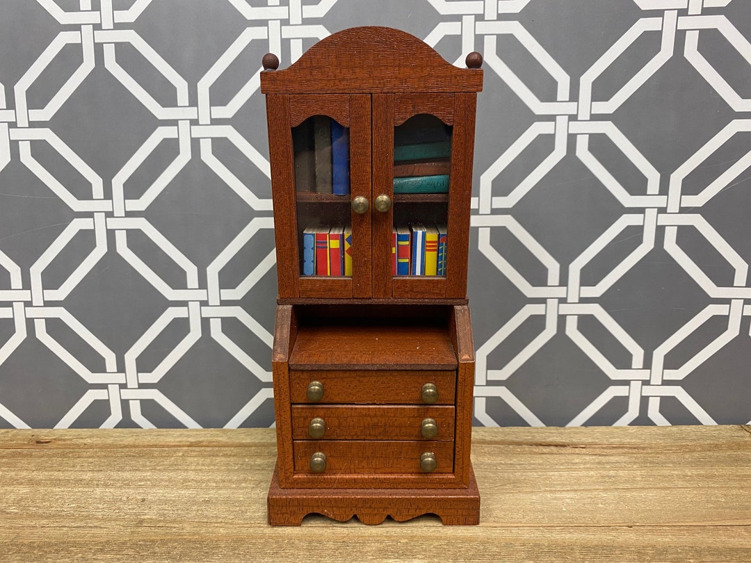 Vintage BODO HENNIG German Bookshelf 1980s Dollhouse Miniature