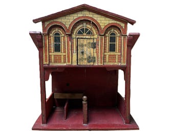 Antique BLISS Horse Stable Miniature Dollhouse | 1900s Lithographic Farmhouse Ranch Toy