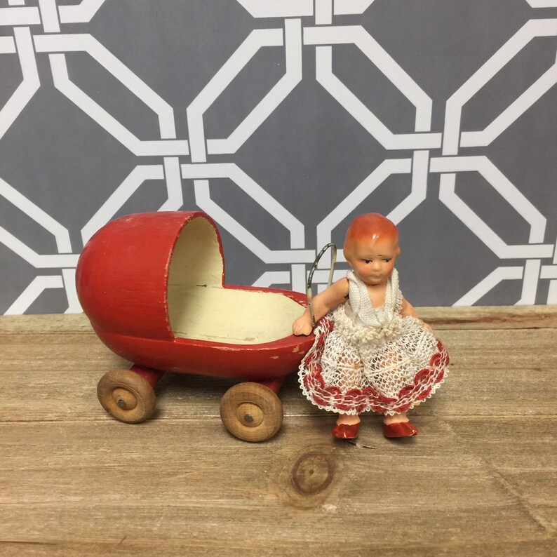 antique wooden baby carriage