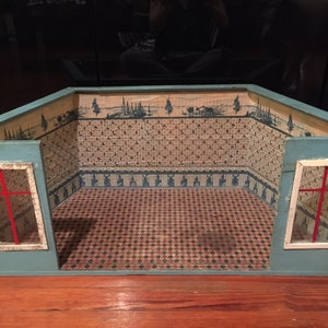 Christian HACKER Antique Delft Kitchen Miniature Room Box | 1880s 1890s All Original German Dollhouse Doll House | Rare & HTF