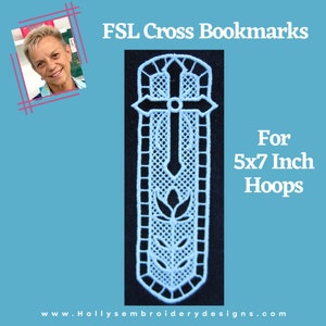 Elegant FSL Cross Bookmarks - Exquisite Christian Designs for Machine Embroidery Enthusiasts with 5x7 Inch Hoops