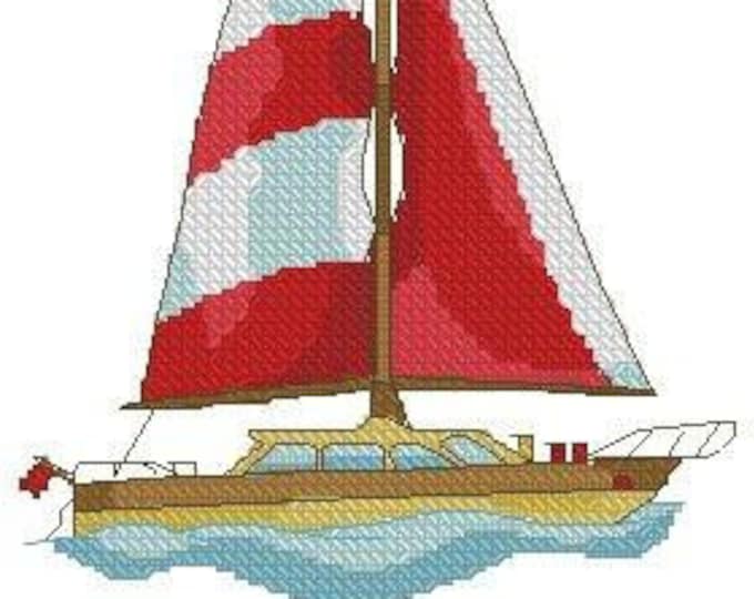 Sailboat Cross Stitch  ( 10 Machine Embroidery Designs from ATW )